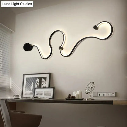 Modern black minimalist wall lamp – living room white light sconce