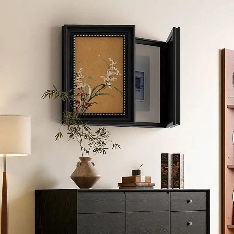 Modern black mirror electric meter box cover foyer decorative painting