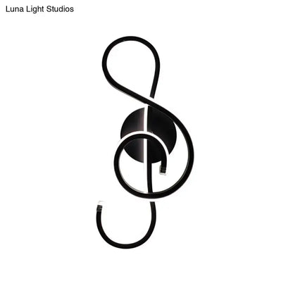 Modern black music note wall light – living room led sconce