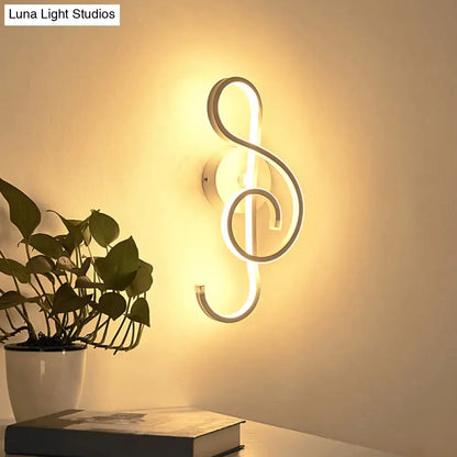 Modern black music note wall light – living room led sconce