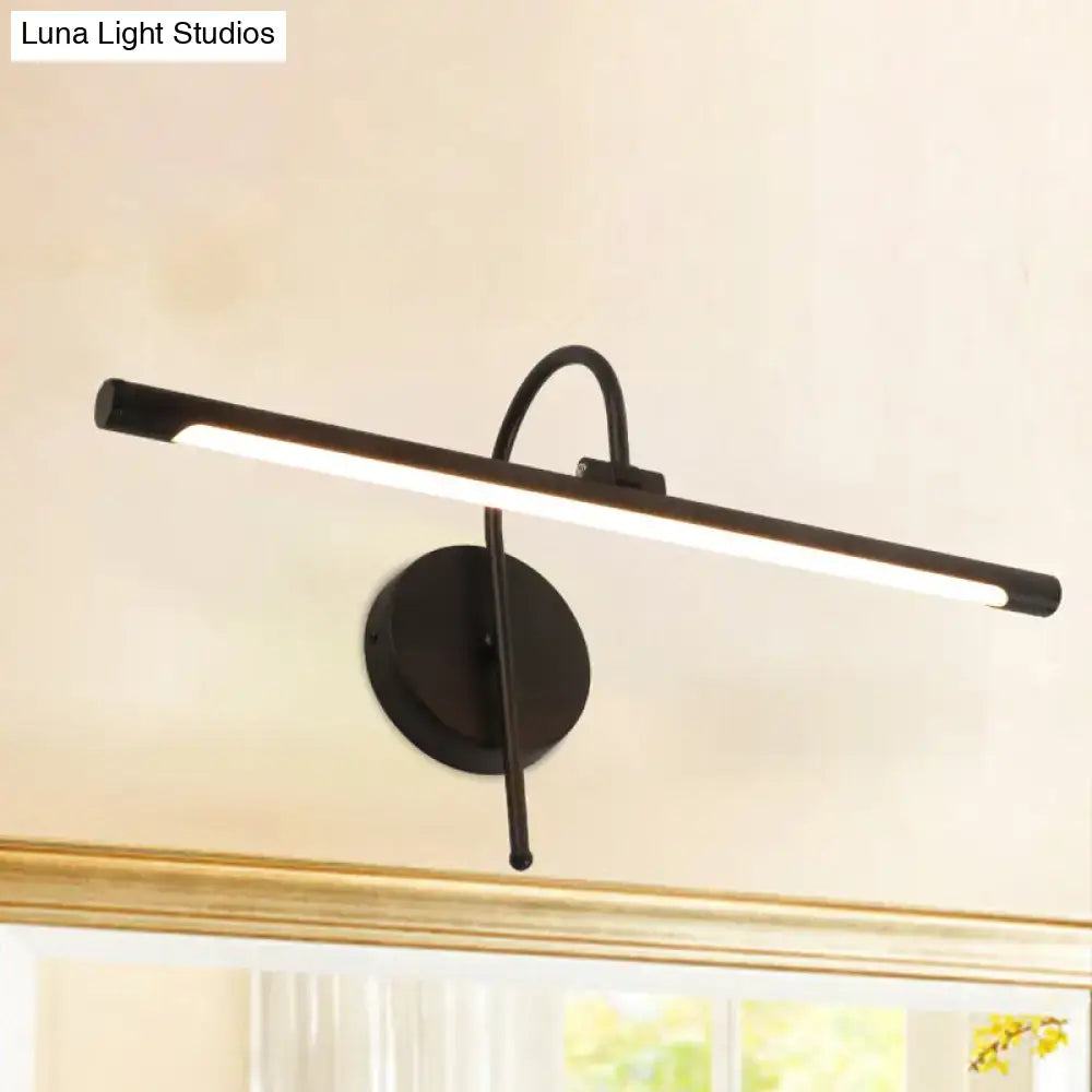 Modern black & nickel led wall lamp with metal shade bathroom vanity