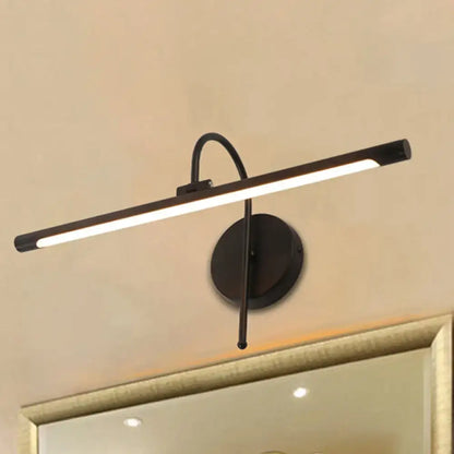 Modern black & nickel led wall lamp with metal shade bathroom vanity