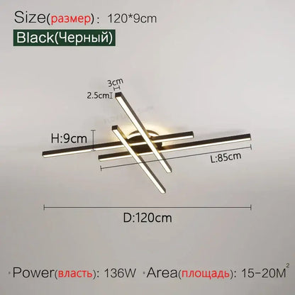 Modern black nordic led ceiling chandelier for living room
