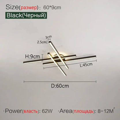 Modern black nordic led ceiling chandelier for living room
