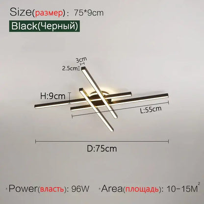 Modern black nordic led ceiling chandelier for living room