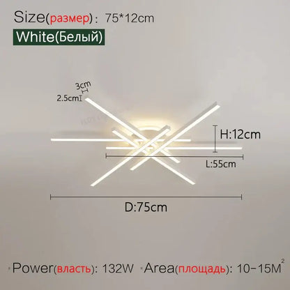 Modern black nordic led ceiling chandelier for living room