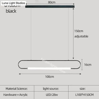 Modern black nordic minimalist bar hanging led pendant light kitchen
