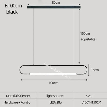 Modern black nordic minimalist bar hanging led pendant light kitchen