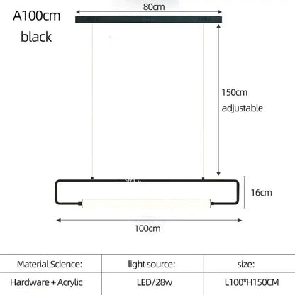 Modern black nordic minimalist bar hanging led pendant light kitchen