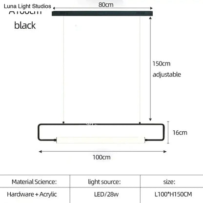Modern black nordic minimalist bar hanging led pendant light kitchen