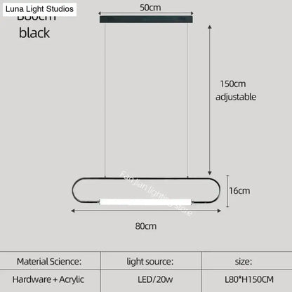 Modern black nordic minimalist bar hanging led pendant light kitchen