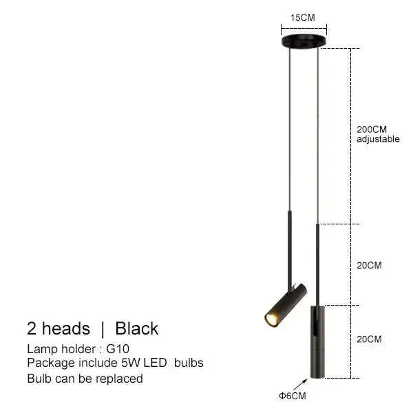 Modern black nordic pendant chandelier dining room adjustable light