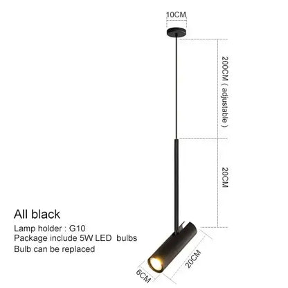 Modern black nordic pendant chandelier dining room adjustable light