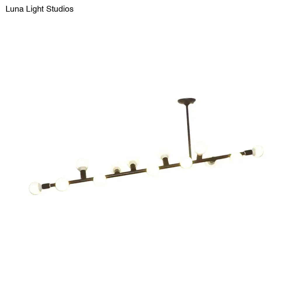 Modern black open bulb island light – kitchen metal chandelier