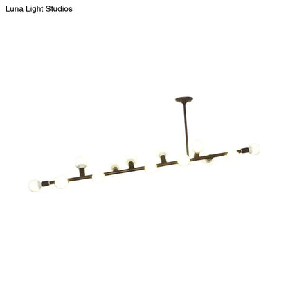 Modern black open bulb island light – kitchen metal chandelier