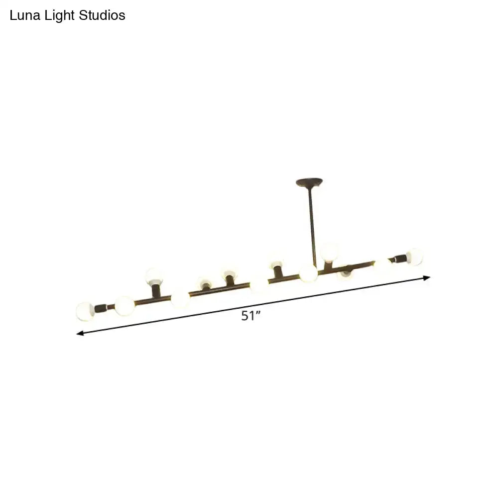 Modern black open bulb island light – kitchen metal chandelier