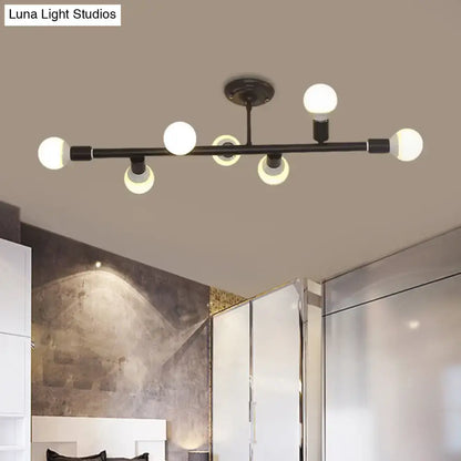 Modern black open bulb island light – kitchen metal chandelier