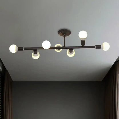 Modern black open bulb island light – kitchen metal chandelier