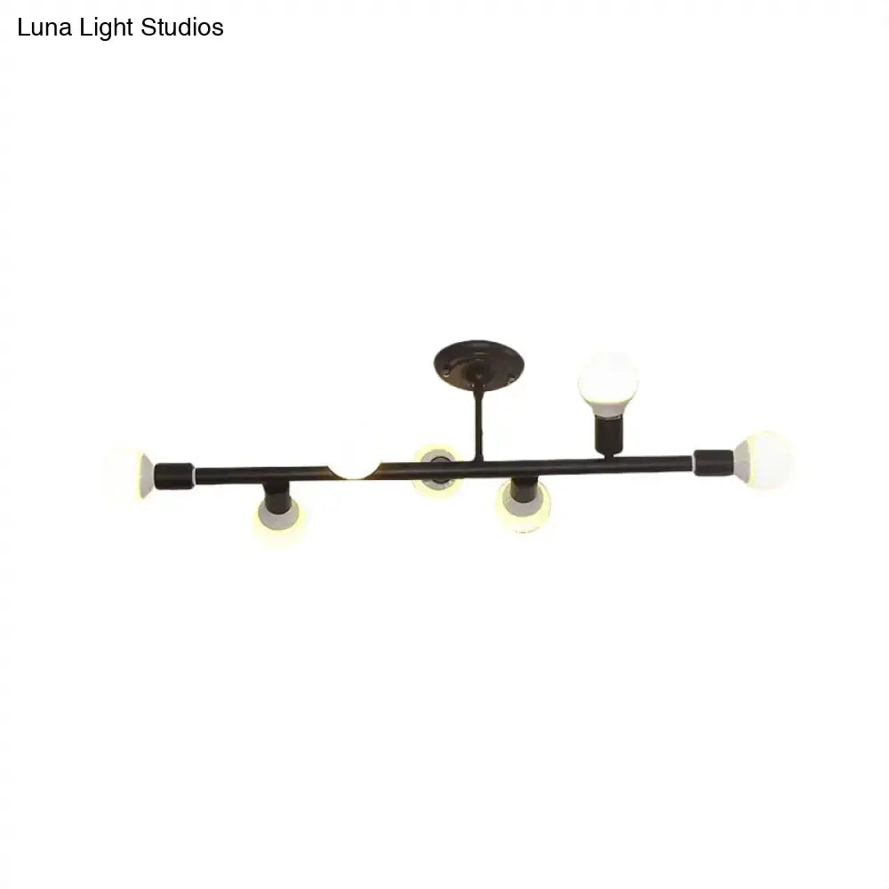 Modern black open bulb island light – kitchen metal chandelier