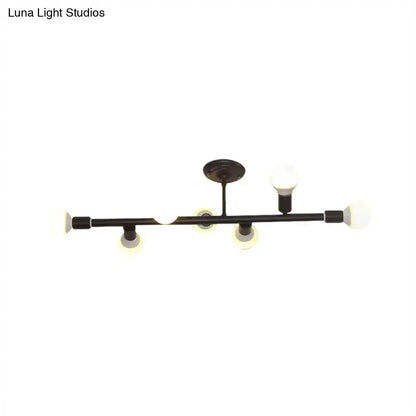 Modern black open bulb island light – kitchen metal chandelier