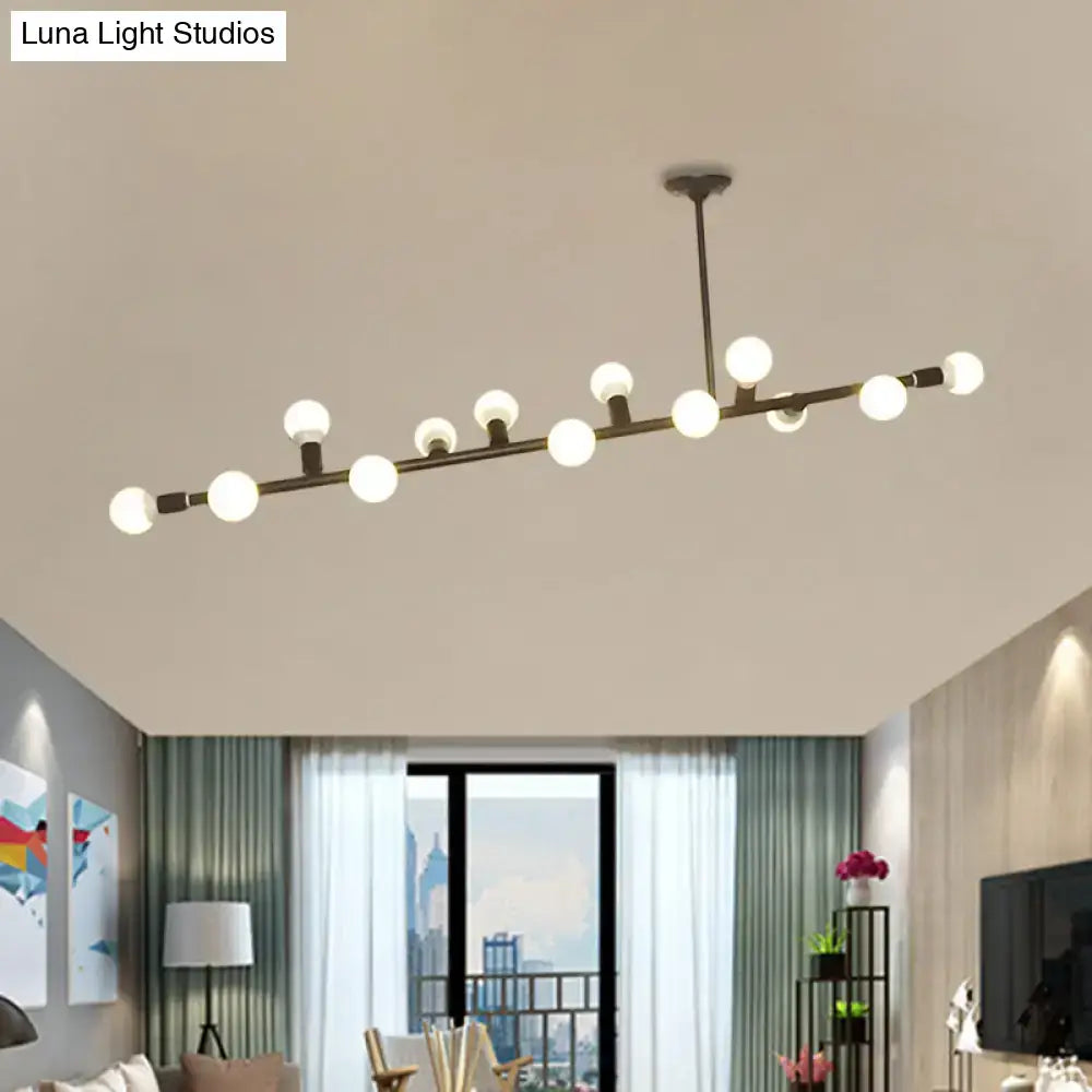 Modern black open bulb island light – kitchen metal chandelier