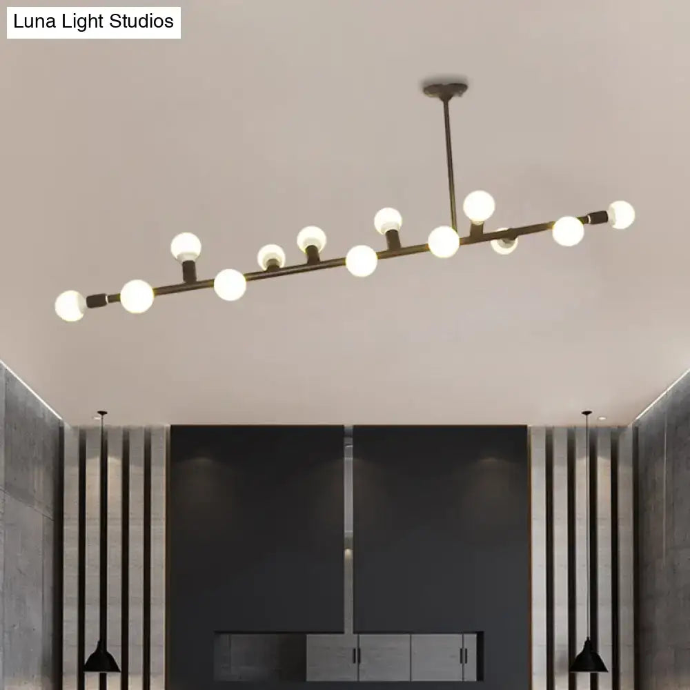 Modern black open bulb island light – kitchen metal chandelier
