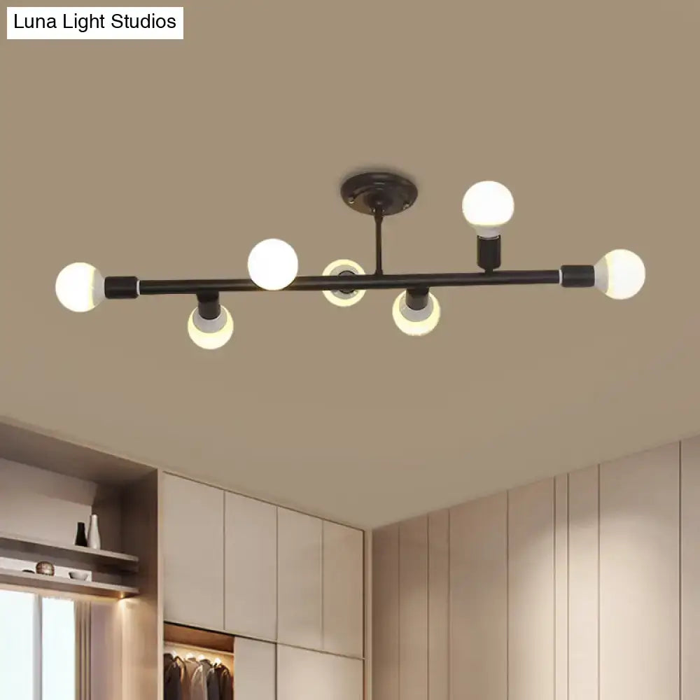 Modern black open bulb island light – kitchen metal chandelier