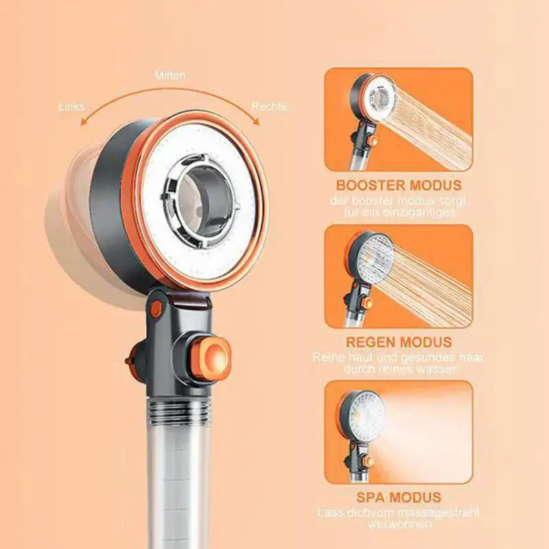 Modern black & orange dual switch shower head bathroom high pressure