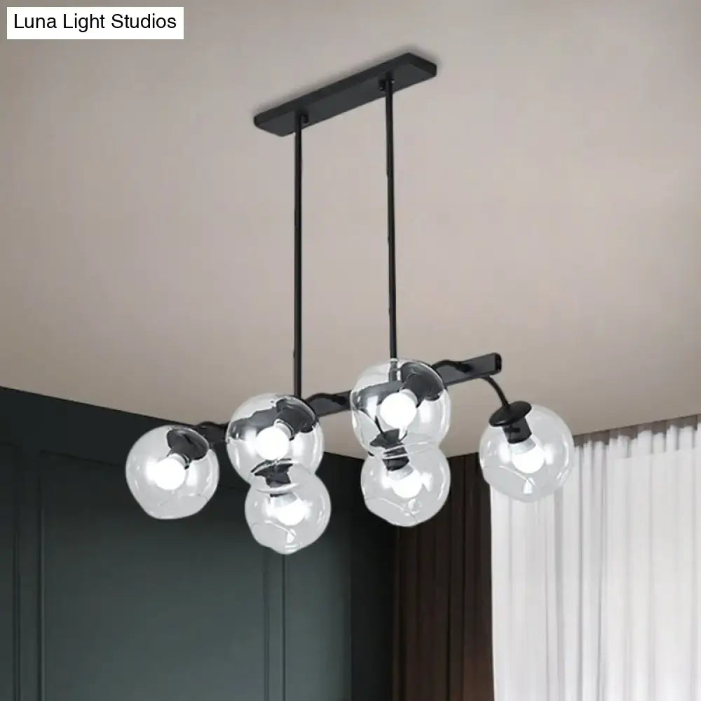 Modern black orb shade pendant light kitchen smoked glass chandelier