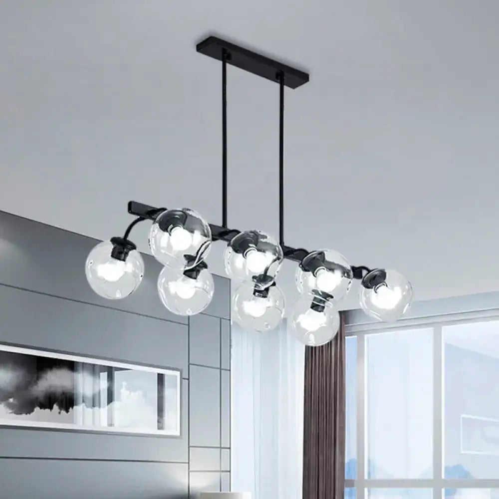 Modern black orb shade pendant light kitchen smoked glass chandelier