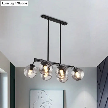 Modern black orb shade pendant light kitchen smoked glass chandelier