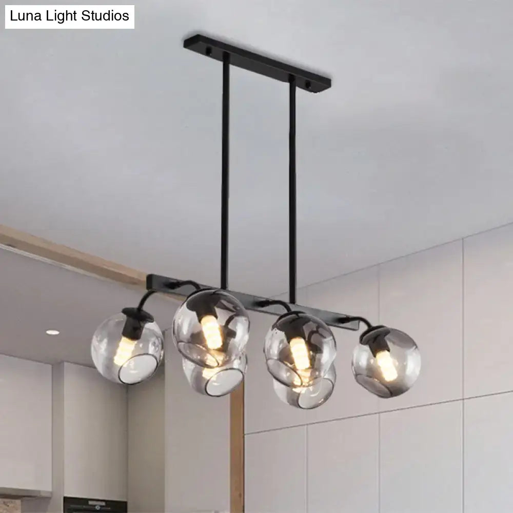 Modern black orb shade pendant light kitchen smoked glass chandelier