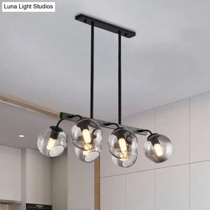 Modern black orb shade pendant light kitchen smoked glass chandelier