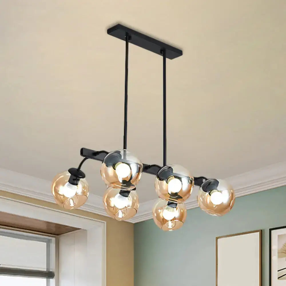 Modern black orb shade pendant light kitchen smoked glass chandelier