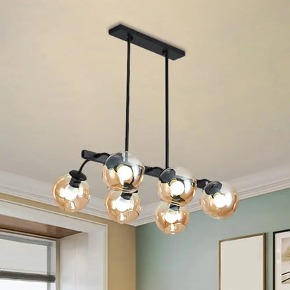 Modern black orb shade pendant light kitchen smoked glass chandelier