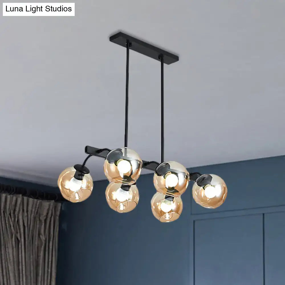 Modern black orb shade pendant light kitchen smoked glass chandelier