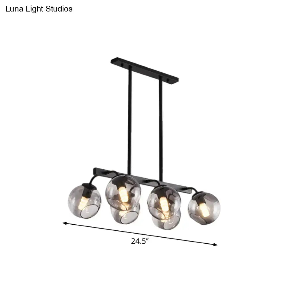 Modern black orb shade pendant light kitchen smoked glass chandelier