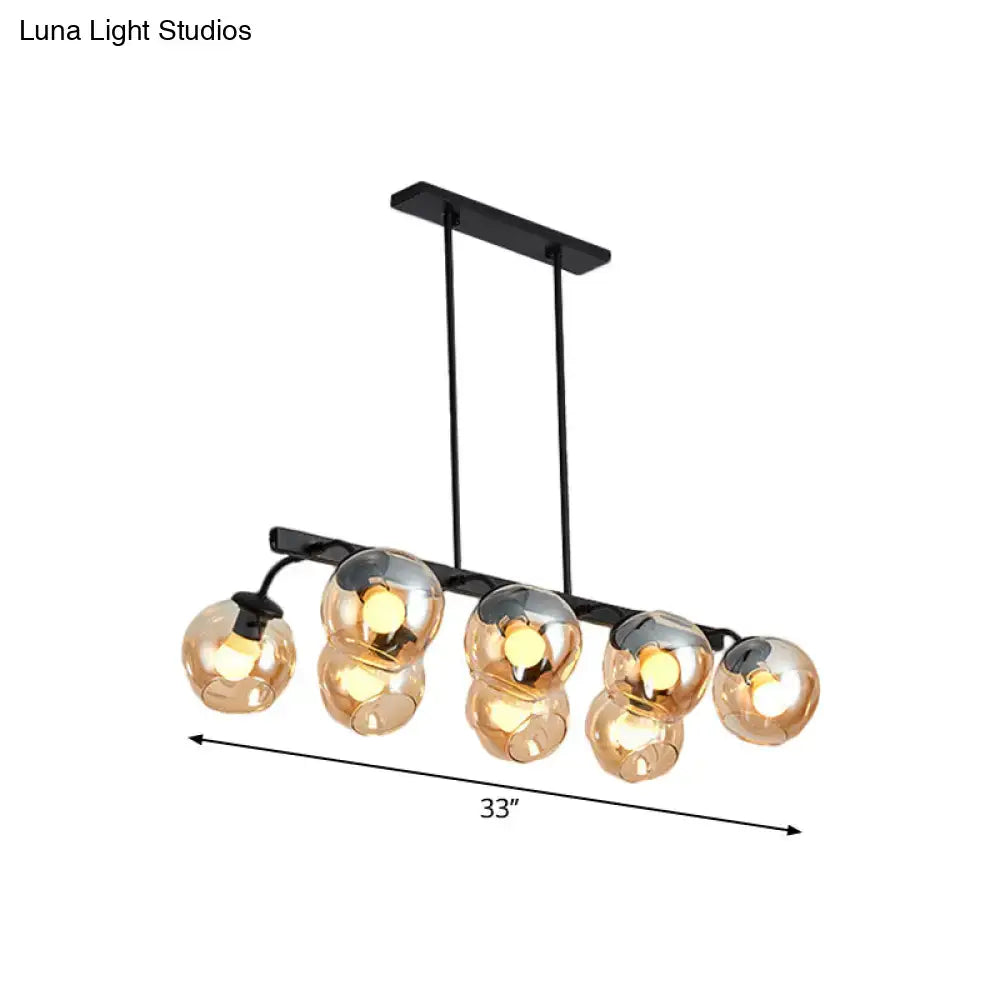 Modern black orb shade pendant light kitchen smoked glass chandelier