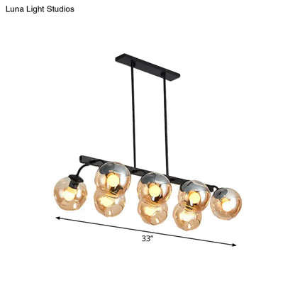 Modern black orb shade pendant light kitchen smoked glass chandelier