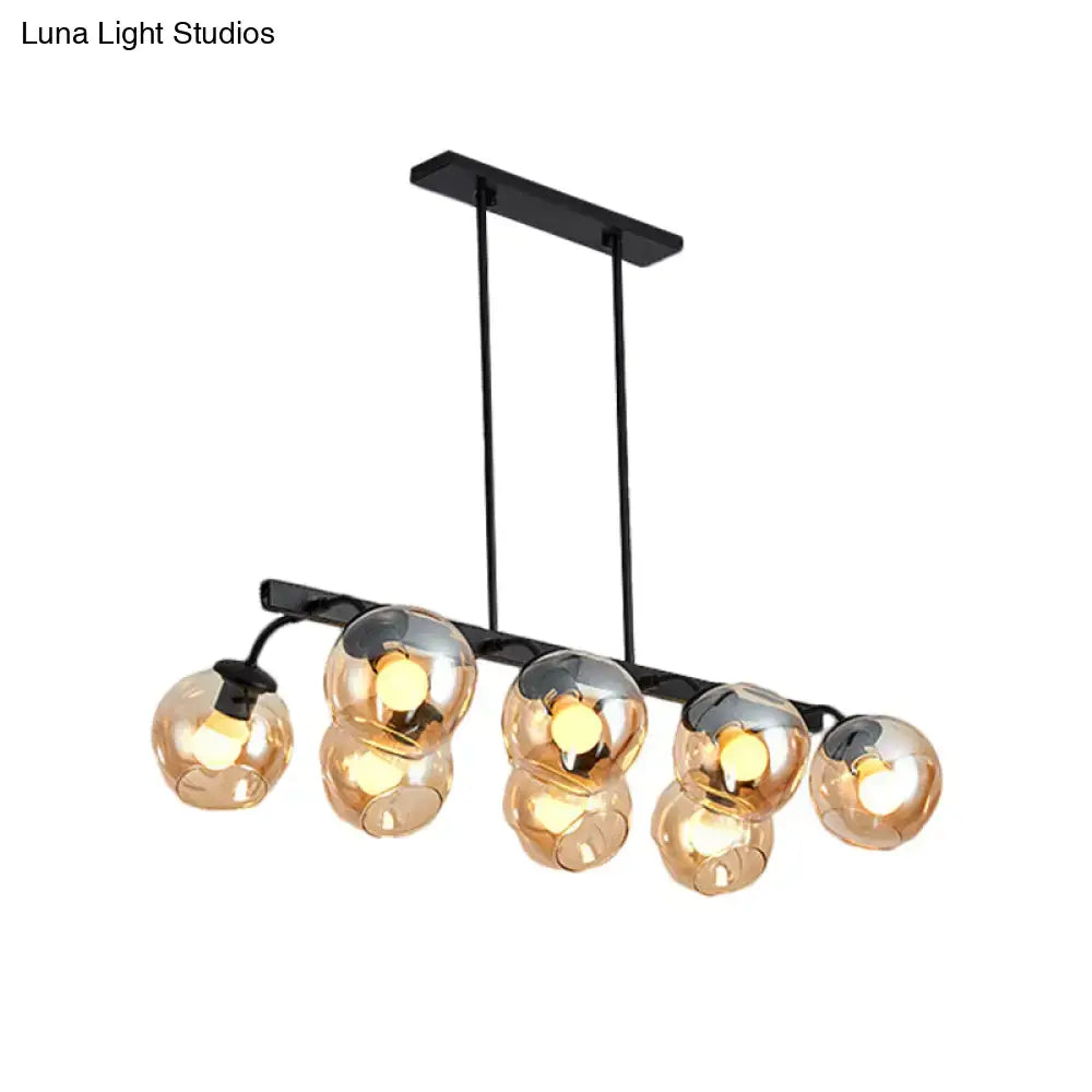 Modern black orb shade pendant light kitchen smoked glass chandelier