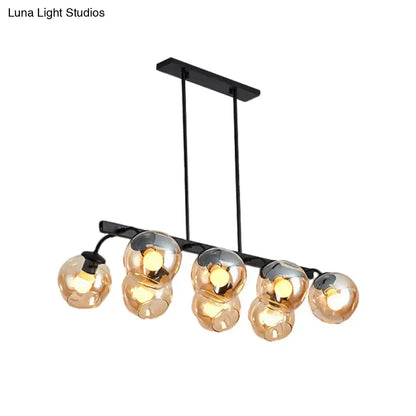 Modern black orb shade pendant light kitchen smoked glass chandelier