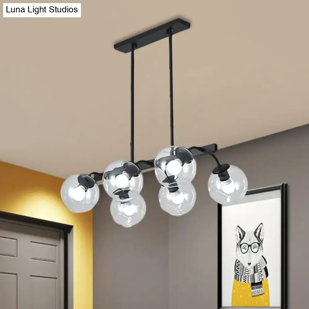 Modern black orb shade pendant light kitchen smoked glass chandelier