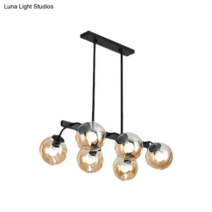 Modern black orb shade pendant light kitchen smoked glass chandelier