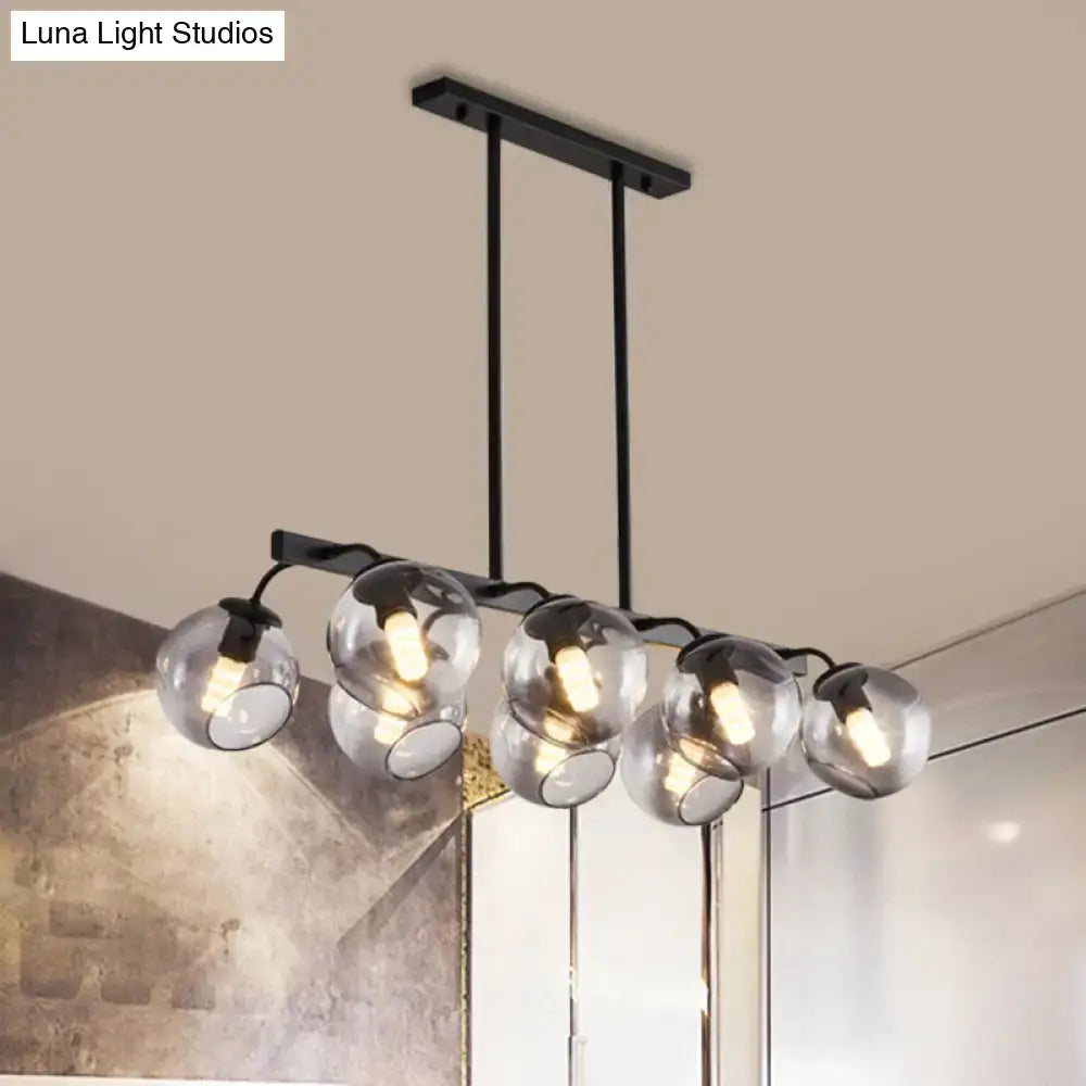 Modern black orb shade pendant light kitchen smoked glass chandelier