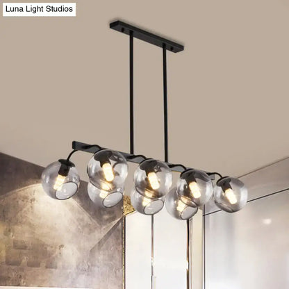 Modern black orb shade pendant light kitchen smoked glass chandelier