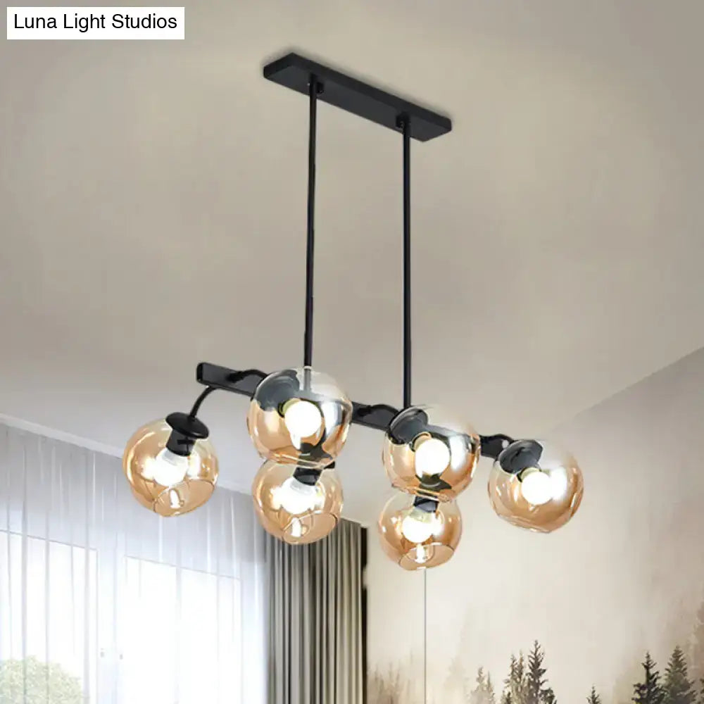 Modern black orb shade pendant light kitchen smoked glass chandelier