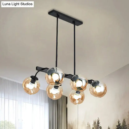 Modern black orb shade pendant light kitchen smoked glass chandelier