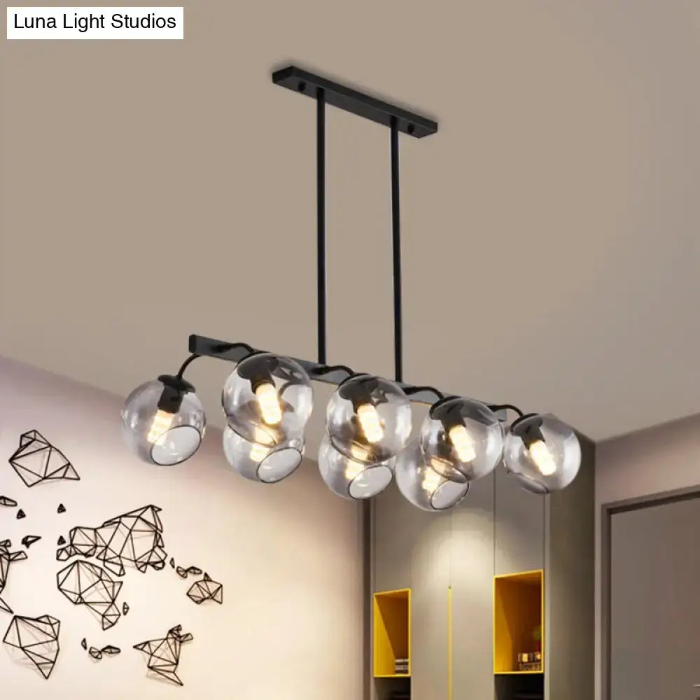 Modern black orb shade pendant light kitchen smoked glass chandelier