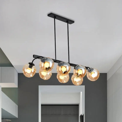 Modern black orb shade pendant light kitchen smoked glass chandelier