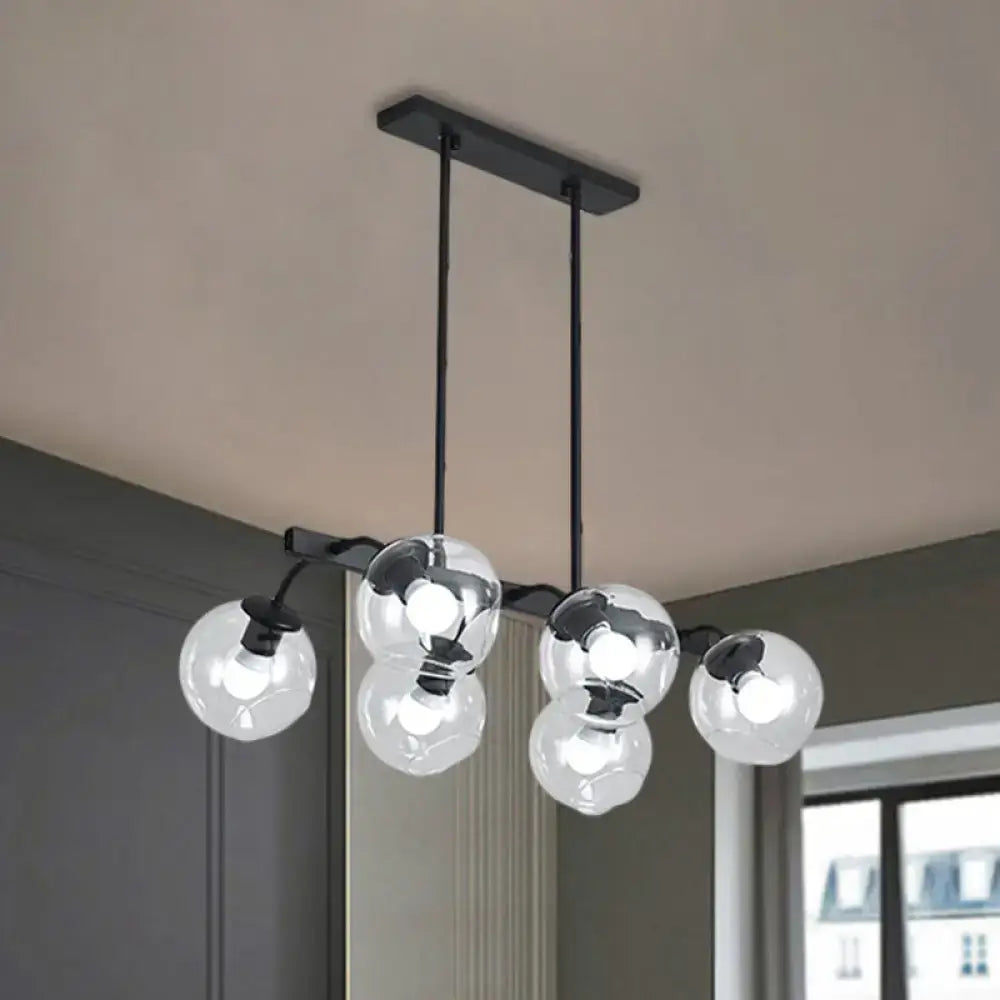 Modern black orb shade pendant light kitchen smoked glass chandelier